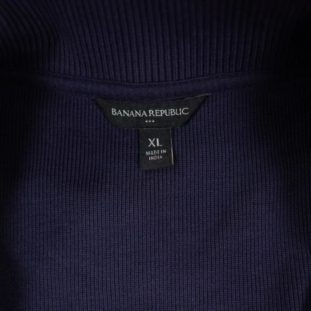 Banana Republic Sweater Jacket Mens XL Navy Blue Ribbed Full Zip Utility Pockets